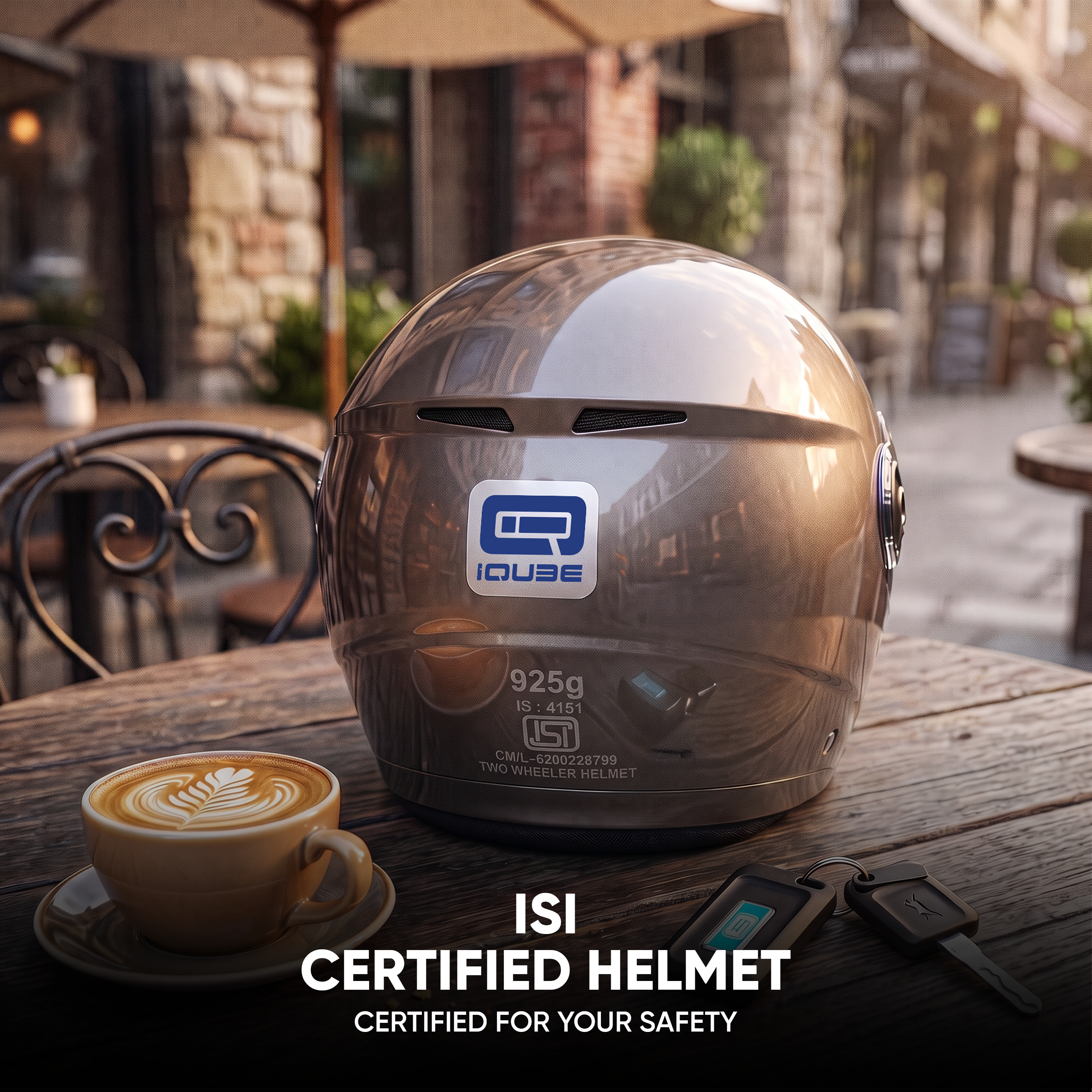 TVS iQube Open Face Helmet | ISI Certified, Lightweight & Comfortable Design